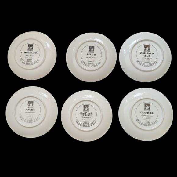 House of Erte Art Deco Seven Arts set of 6 Gilded Plates Franklin Vintage 1990s - Picture 2 of 16